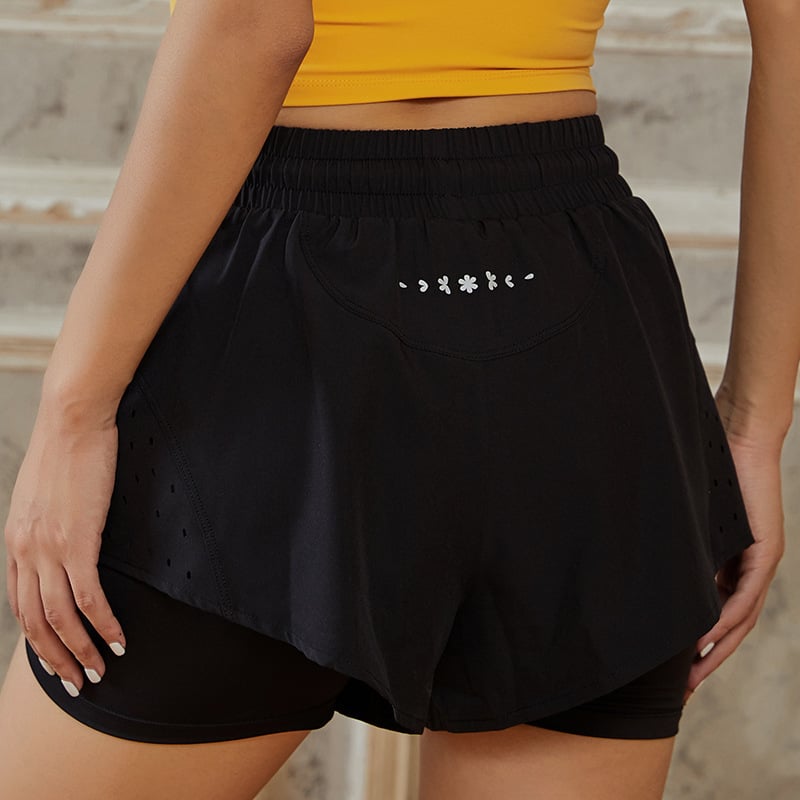 Women's Running Attached Two-Piece Fitness Shorts