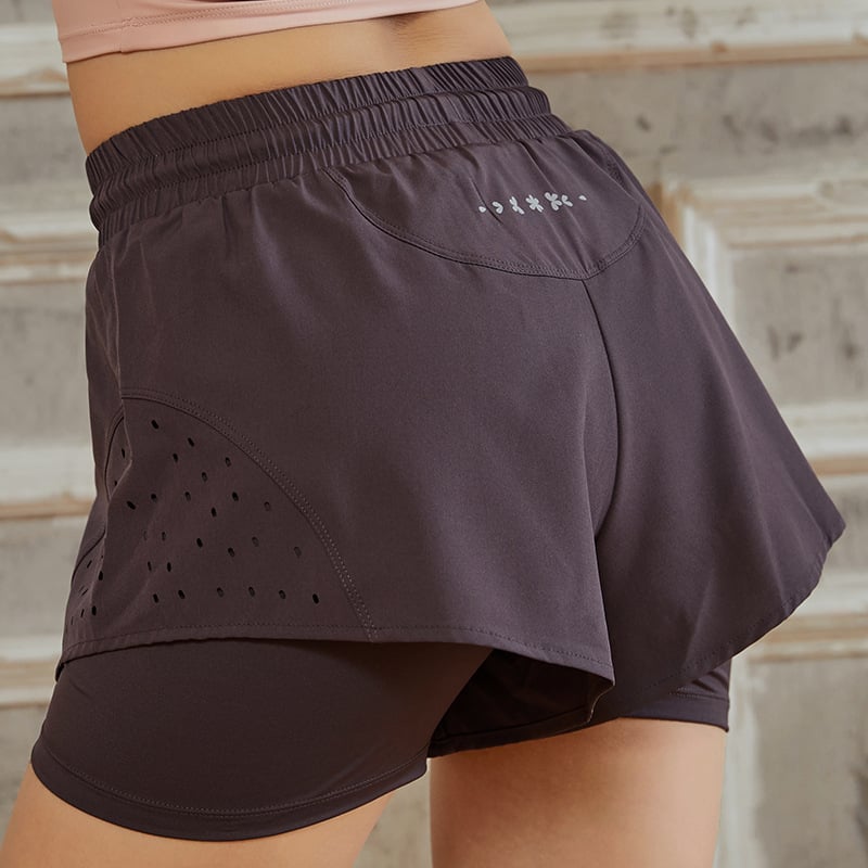 Women's Running Attached Two-Piece Fitness Shorts