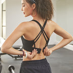 Cross-Back Sports Bra with Fixed Cup and Shock Absorption