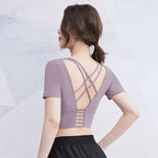 Women's Yoga Sports Top - Fitted Short Sleeve Summer