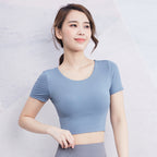 Women's Yoga Sports Top - Fitted Short Sleeve Summer
